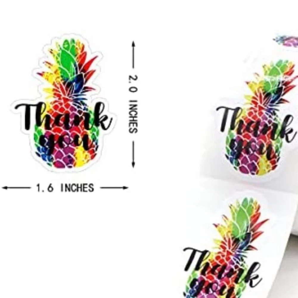 BACK IN STOCK!🍍50 Thank you Rainbow Pineapple Stickers